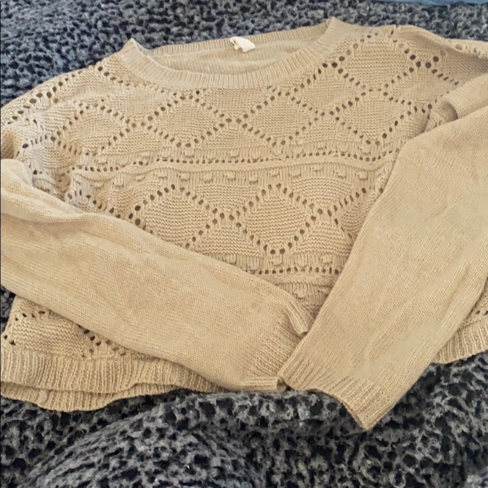 light brown long sleeve crop top